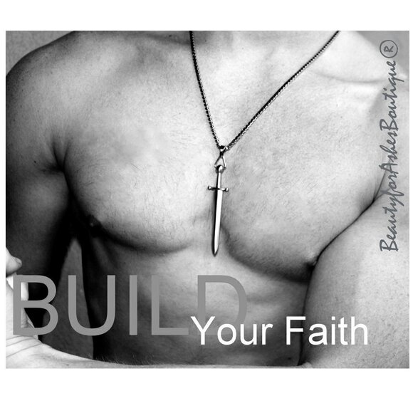 Men's 3" Sword of the Lord and Gideon Warrior Stainless Steel Box Chain Necklace - Picture 2 of 8